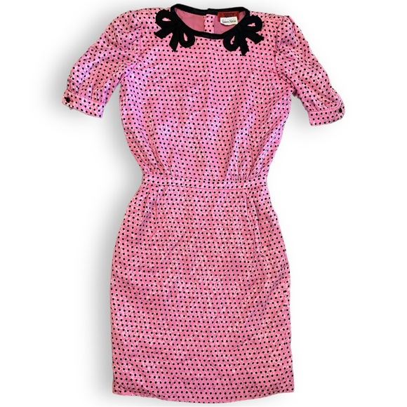 Super Rare Vintage Valentino Night- Silk Damask Polka Dot Dress. - Picture 10 of 10